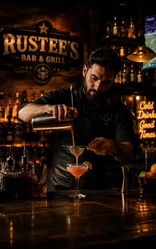 Bartender making cocktail